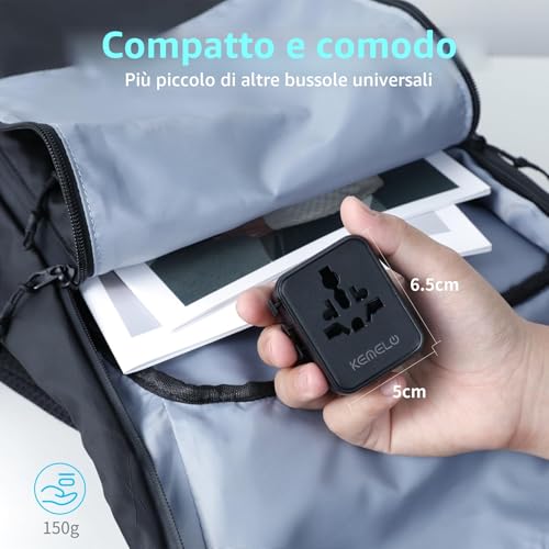 5 in 1 Adattatore Universale da Viaggio,Presa Universale da Viaggio con 1 USB A,2 USB C,1 Universale Presa,1 US/JP Presa,Adattatore Spina Internazionale per Italia UK US Australia Tailandia Messico - Hub USB - Immagine 5
