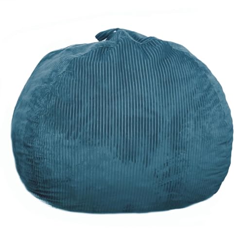 Image of Bean Bag Chair, 4FT Round Memory Foam Filled Bean Bag for Teens & Kids, Ultra Soft Faux Fur Fabric Bean Bag Chairs for Playroom, Living Room, Bedroom, Blue