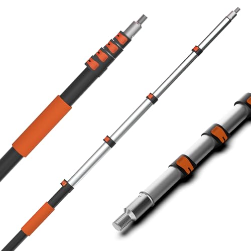 Veebuyla 26FT Reach Telescopic Extension Pole, 5-20FT Paint Roller Extension Pole with Flip-Lock Design, Aluminum Alloy Threaded Head for Painting Cleaning Dusting & Window Washing Tools
