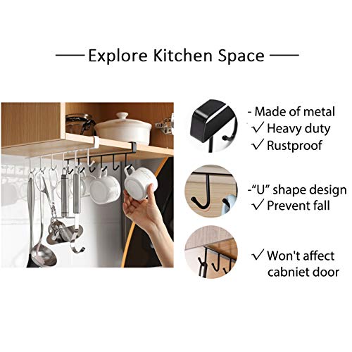 Art Secret 6-Hook Under Cabinet Mug Hanger (C- 2Pcs White) #TOP4