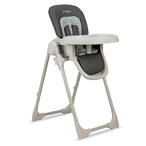 Trona MoMi GOJO para bebés y niños de 6 a 36 meses (máx. 15 kg de peso corporal), plegable, cinturón de seguridad de 5 puntos, con bandeja y ruedas.