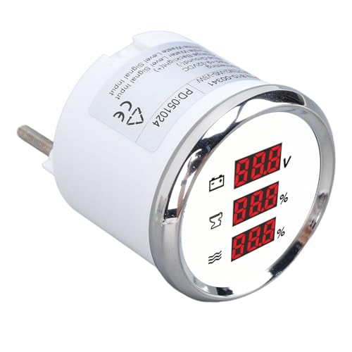 Cyfrowy Wskaźnik Poziomu Wody ściekowej o średnicy 52 Mm, Czerwone Podświetlenie, Bezpieczne Połączenie dla łodzi, Jachtu RV (Srebrna ramka z białą tarczą)
