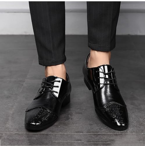 Mens Dress Oxford Shoes Pointed Toe Patent Leather Lace-ups Formal Derbys Business Wedding Shoes3