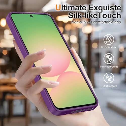 Image of VONZEE Compatible with Samsung Galaxy A36 5G Case Luxury Retro Flowers Floral Clear for Magnetic Wireless Charging Case Shockproof Case PC+TPU Cute Glossy Shiny Cover for Girls Women, Deep Purple
