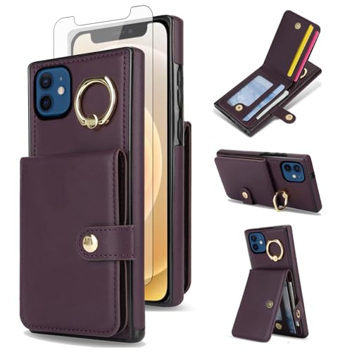 Étui portefeuille iPhone 12 Mini Asuwish protège-écran anti-choc