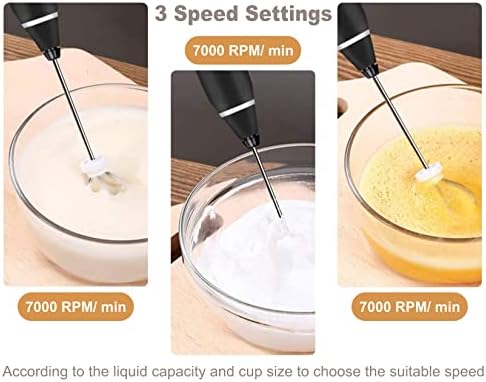 Milk Frother Handheld, Portable Coffee Maker for Cappuccino/Hot Chocolate/Latte, Hand Blender Mixer, USB Rechargeable 3 Speed Electric Whisk Small Coffee Machine, Mini Milkshake Maker, Matcha Foamer