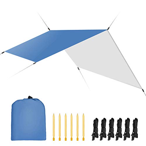 BEPM Tienda De Playa Tienda Campaña Refugio Playa 3Mx3M Impermeable Sun Shelter Carpa De Lona Anti UV UV Carpa De Playa Sombra Camping Al Aire Libre Hamaca Rain Fly Camping Sombrilla Toldo Toldo-Azul