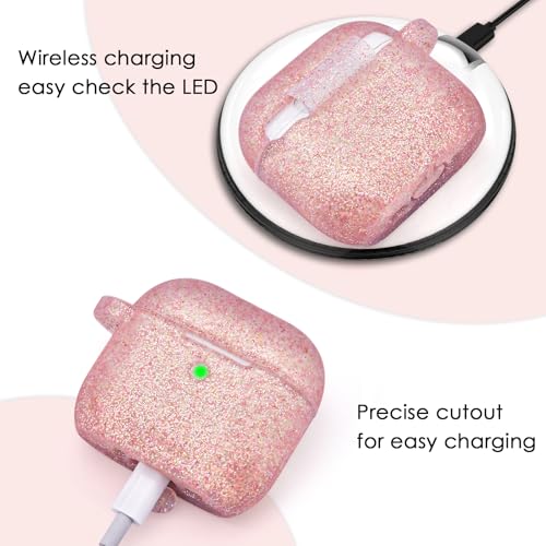 Image of Filoto Compatible with AirPods 4 Case, Cute Compatible with AirPods 4 Case Cover for Women Girls, Silicone Protective Case with Bracelet Keychain(Rose Gold)