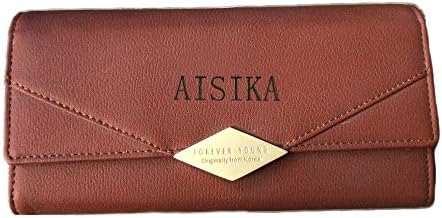 AISIKA Womens Wallet RFID Blocking Vegan Leather Trifold Multi Card Long Wallets (Apricot Brown)