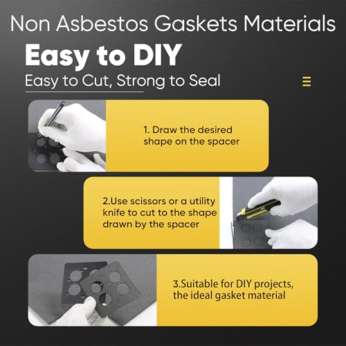 Image of 9 Pack 15 inchx11.8 inchNon Asbestos Gaskets Materials Sheet Set - High Temp Gasket Material for DIY Exhaust Gasket Maker, Engine Gaskets, Oil Diesel Gasoline Seal Repair, 0.8mm, 1mm, and 1.2mm