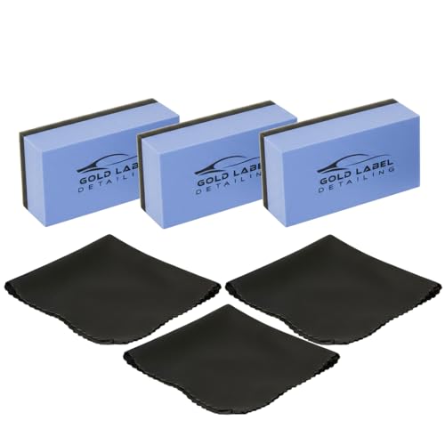 Sponge Applicator Kit 3 Pack with Microfiber Cloths | Perfect for Ceramic Coating, Nano Coating, Glass Coating, Tire Shine Detailing (3