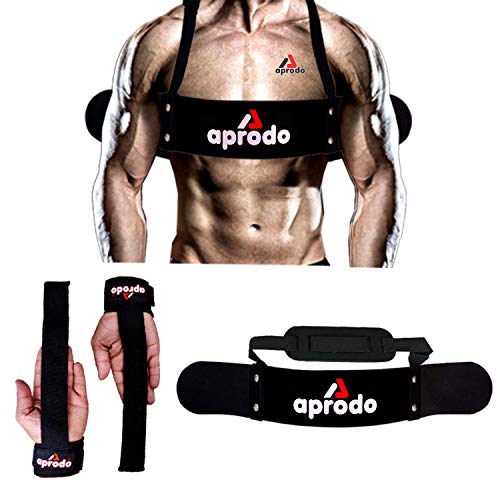 Image of Aprodo Gym Fitness Combo (Arm Blaster with Weight Lifting Strap) (Aprodo Black & Black WLS)