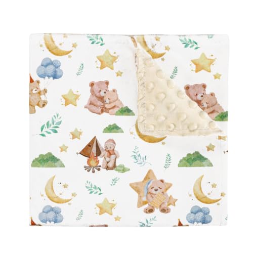 Image of Baby Blanket for Girls Boys, Super Soft Double Layer Mink Blankets with Dotted Backing, Toddler Newborn Nursery Bed Blanket, Bear Throw Blanket, 30 X 40 Inches