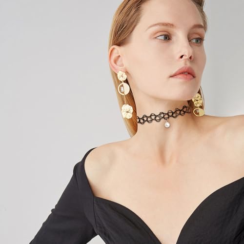 Embhlitfe 5 Pcs Black Choker Necklace,Elastic Stretchable Choker Necklaces for Women,90s Gothic Tattoo Lace Choker for Teen Girls Women - Image 4