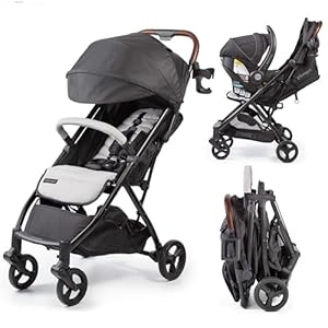 Ingenuity 3Dquickclose CS+ Compact Fold Stroller – Lightweight Stroller with Oversized Canopy, Extra-Large Storage and Compact Fold