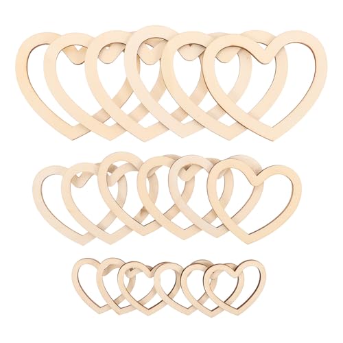 Cerceaux en bois en cœur Alipis pour attrape-rêves et macramé, lot de 18 avec bases