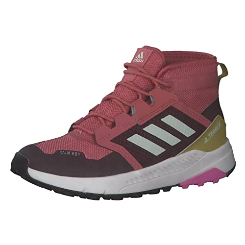 adidas Unisex Kids Terrex Trailmaker Mid RAIN.RDY Hiking Shoes, Wonder Red / Linen Green / Pulse Lilac, 4 UK