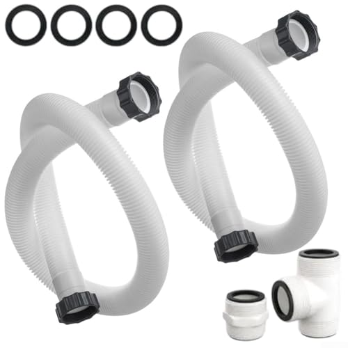 HpLive Kit adaptador de manguera de piscina para Intex y Coleman para piscinas sobre el suelo, conexión de filtro de 1,5 pulgadas, 2 mangueras, tubo en T y conector, 59 pulgadas de largo