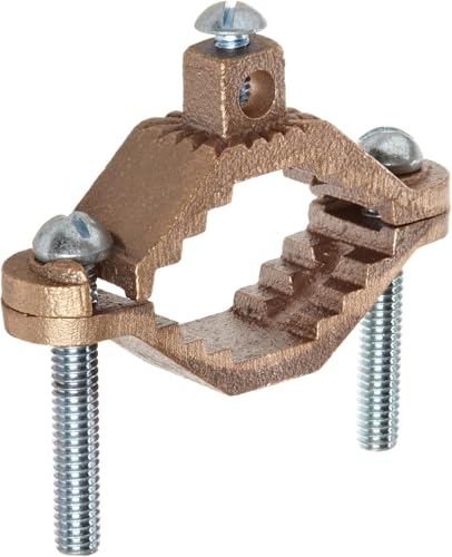 Abrazadera de tubería de tierra con adaptador ajustable que fija cables de calibre 2 a 10