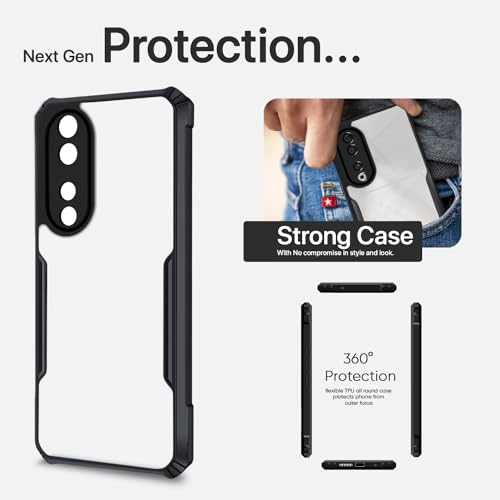 Image of Pikkme Honor 90 5G Back Cover | Crystal Clear Transparent Back | Ultra Hybrid | Full Camera Protection | Raised Edge | Bumper Back Case (Black)