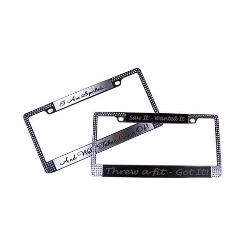 AlphaNumeric Engravers Custom Crystal Engraved License Plate Frame Cover