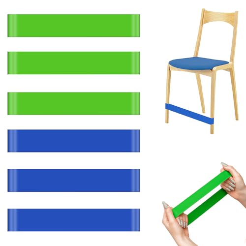 6 Pièces Élastique Chaise TDAH,Bandes de Chaise Colorées Fidget Sangles de Siège Flexibles pour Enfants,pour Musculation,Yoga,Pilates(Bleu + Vert)