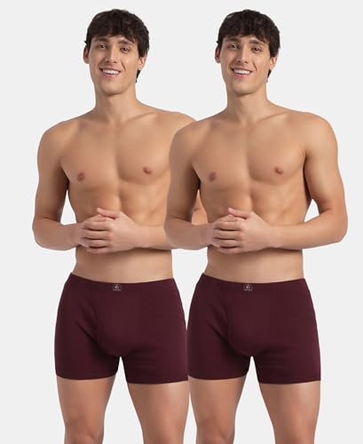 Image of Jockey 8008 Men Super Combed Cotton Rib Solid Boxer Brief with Ultrasoft and Durable Waistband (Pack of 2)