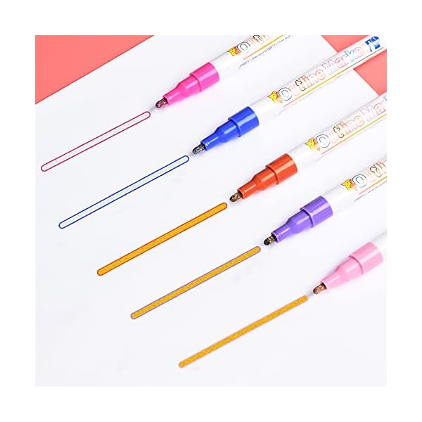 Outline Stifte Magische Stifte Zauberstifte, 24 Farben Double Line Metallic Stifte Glitzerstifte Glossy Magic Pens für… – Bild 8