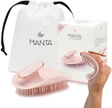 Manta Original Anti-Breakage Hairbrush – Gentle Detangling Brush for Wet & Dry Hair, Flexible Hairbrush for All Types, Healthy Hair Care for Women & Men, Pink
