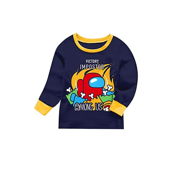 N /D Kinder Jungen Among Us Pyjama You Looking Sus Bro Impostor Charakter Baumwolle Pjs Nachtwäsche Set – Bild 3