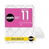 Simply 20x25x2 Air Filter, MERV 11, 4 Pack, Furnace Air Filter for HVAC (Actual Size: 19.5'x24.5'x1.75') DUST, Pet & Allergy Control
