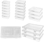 Bead Organizers and Storage, Stackable Clear Craft Box with Lids for Organizing – Versatile Plastic Small Storage Containers DIY Supplies (24Pcs Storage Box) | Clear Plastic, 4 Sizes, Stackable Hinged-lid Boxes for Beads, Jewelry, Crafts, Hardware, D
