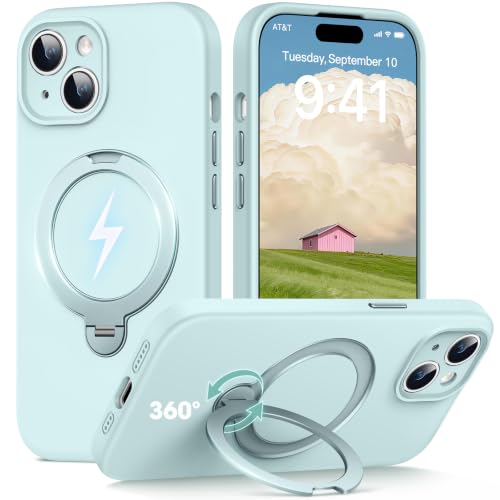 Coque antichoc iPhone 15 support rotatif silicone antidérapant HuwaiH