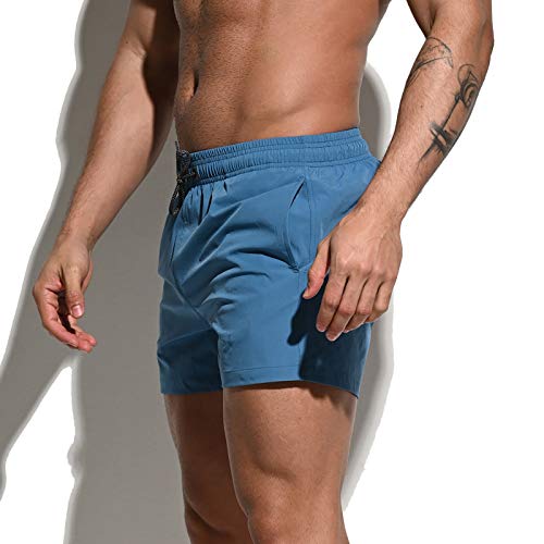 Men's Extra Short Board Shorts Fast-Dry Sports Gym Shorts Swimwear Blue X-Large2
