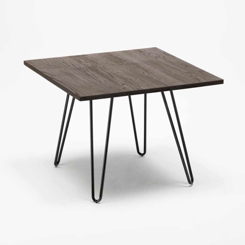 Produce Shop Juego Mesa Cuadrada 80 x 80 cm Madera Metal 4 sillas Vintage Hedges Dark - Naranja
