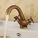 Latón antiguo dos asas grifo para lavabo Europea Pulido lavabo grifo mezclador...