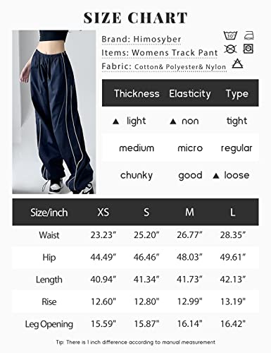 Himosyber Women's Parachute Pants Baggy Elasitc Waist Relaxed Y2K Track Pant Trousers (Navy-Xs) #TOP6