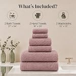 Modern Threads 6 Piece Set, 2 Bath Towels, 2 Hand Towels, 2 Washcloths Yarn Dyed Diamond Gate Jacquard Towel Set Dusty Rose