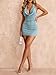 SOLY HUX Women's Shiny Deep V Neck Halter Bodycon Mini Dress Sleeveless Cocktail Prom Pencil Dresses Solid Blue Medium