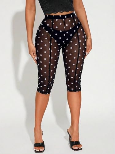 Image of RoseSeek Women's Y2K Leopard Mesh 3 /4 Length Club Capri Leggings