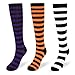 YOYOU 3 Pairs Knee High Socks for Women Stripe Tube Outdoor Sport Casual Socks Athletic Long Sockings Funny Novelty Halloween Costumes Christmas Gift