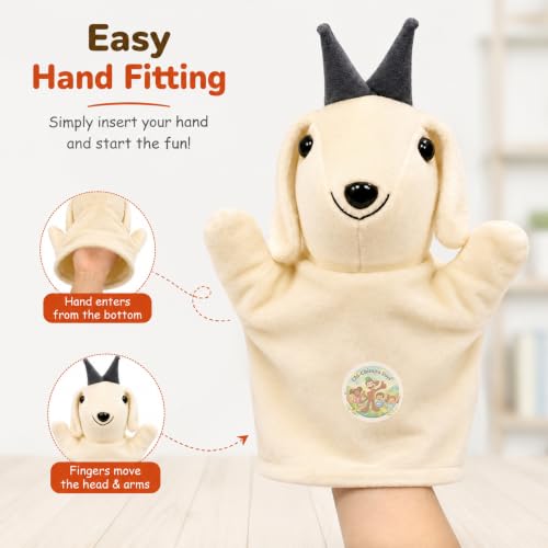 Image of Chi-Chimpu Toys's Goat Hand Puppet 22cm | Soft Plush Animal Puppet for Kids | Easy Hand Fitting Storytelling Toy | Creative Role Play, Imagination & Communication Skills
