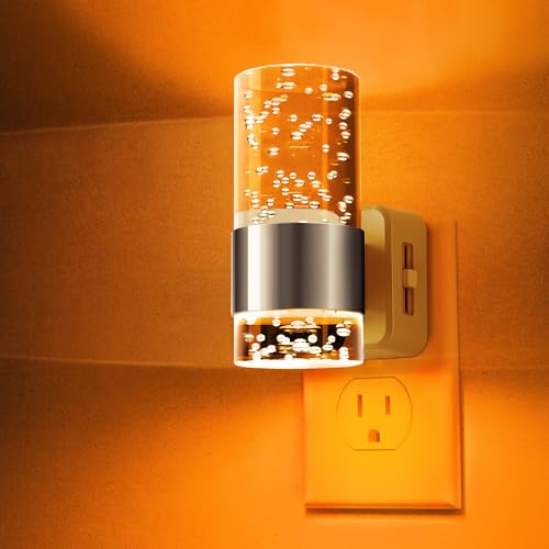 Image of L LOHAS LED Night Light,Dimmable Night Lights Plug into Wall, Acrylic Nightlights with 0-100 LM Adjustable Brightness, Amber Plug in Night Light with Dusk to Dawn Sensor, for Bathroom Hallway