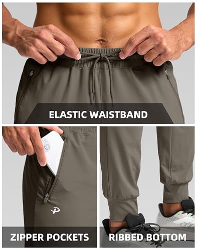 Image of Pudolla Men's Lightweight Jogger with Pockets 4-Way Stretch Sweatpants Workout Runing Athletic Track Pants
