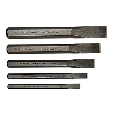 Mayhew Tools 61523 Cold Chisel Set, 5-Piece, Black Oxide Finish