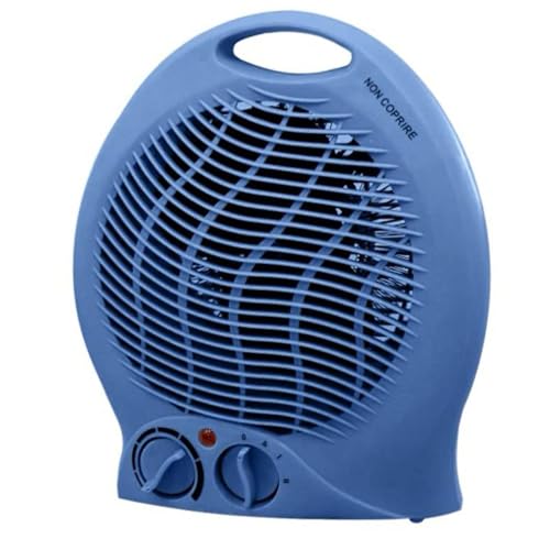 Paluplus Termoventilatore Shabby da bagno 1000-2000 watt, misura 23x13x27 cm, basso consumo, 2 livelli di potenza, scaldino elettrico scaldabagno con funzione Caldo e Freddo -1096F (Blu)