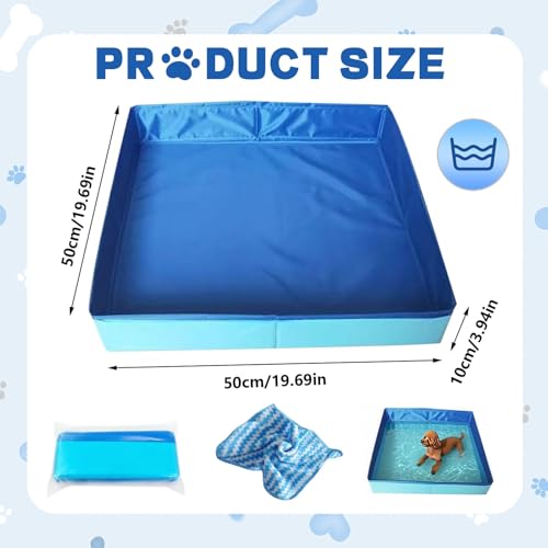 Klappbar Eckig Planschbecken Hund Katzen,Faltbare Hundebadewanne 50x50cm Hundepool Für Klein Hund,Hundepool Faltbarer Klein Katzenpool,Robustes Pool Für Hunde & Katzen Für Outdoor,Reise,Garten (1/Set)