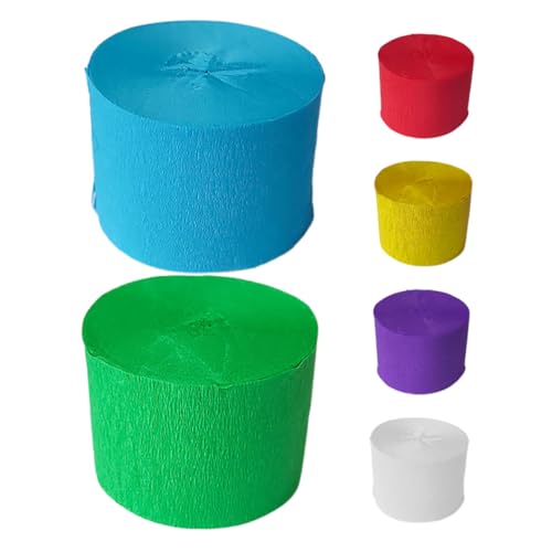 KALLORY 6 Pack of Delicate Crepe Paper Rolls Streamers for DIY Crafts Birthday Decorations Party Supplies