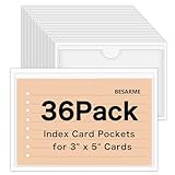 36 Pack 3' x 5' Index Card Holder Adhesive Plastic Label Holders Clear Tote Bag Labels Stickers for Organizing Storage Bins Library Card Shelves