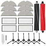 VIEWALL 19 Pack Accessories for Roborock Q5 Pro/Q5 Pro+/Q8 Max+/Q8 Max Vacuum Cleaner, 2 Main Brushes, 4 HEPA Filters, 6 Wipes, 6 Side Brushes, 1 Brush, 1 Screwdriver Replacement Parts Set